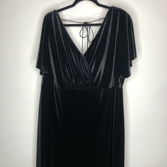 JENNY YOO Ellis Black Velvet Stretchy Long Bridesmaid Winter Wedding Gown Dress - Picture 2 of 15